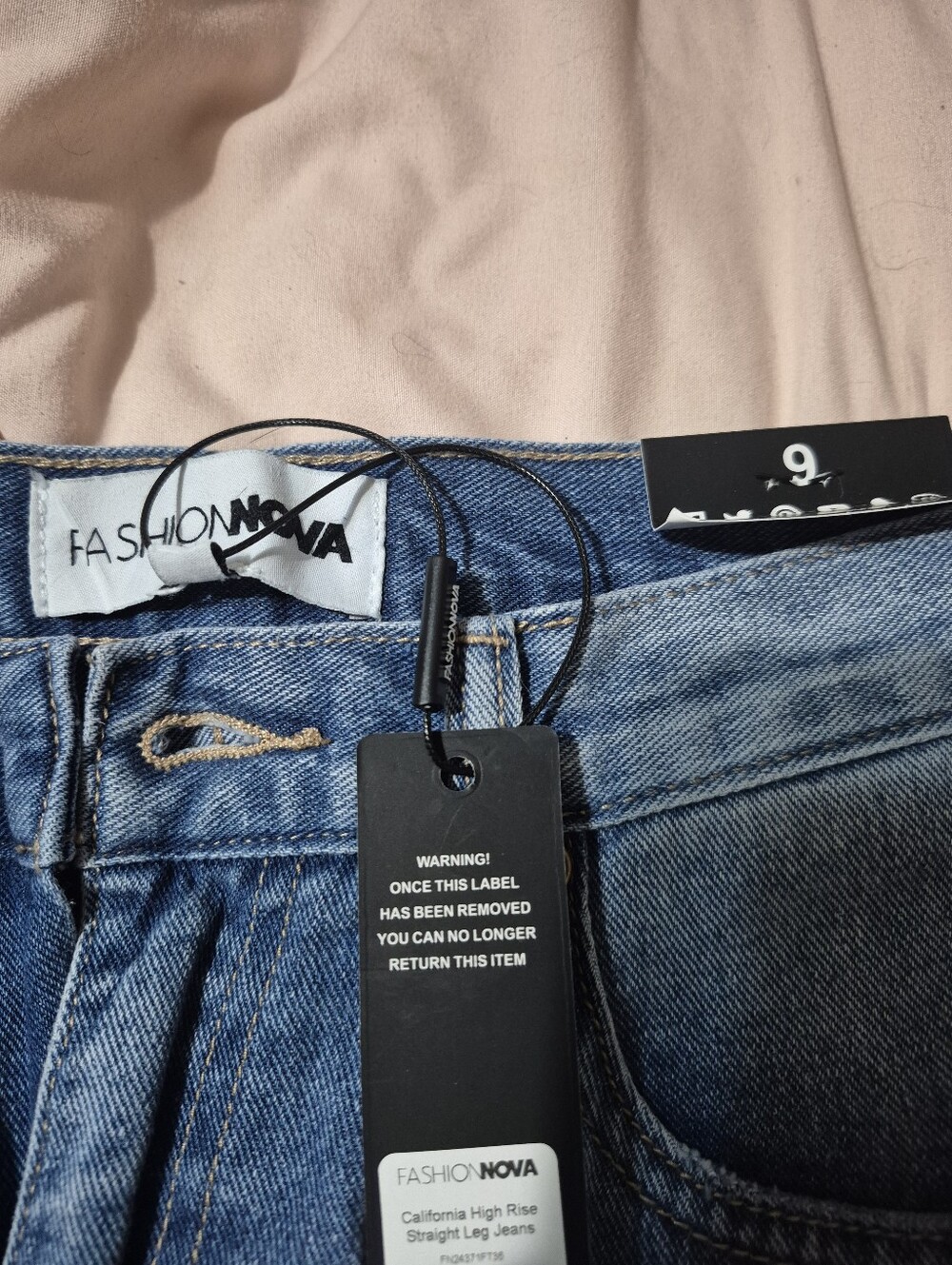 So Cute!! Fashion Nova Light Blue High-Rise Wide Leg Patched Jeans - Blue - Picture 3 of 5